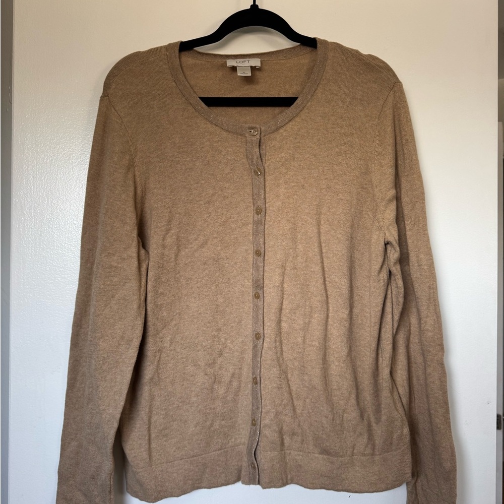 LOFT Tan Button-Up Cardigan